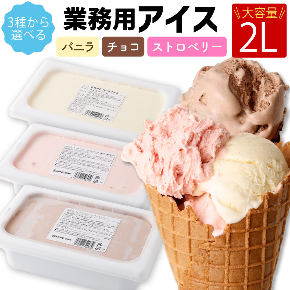 【ふるさと納税】＜選べる＞ 2L 業務用 アイス バニラ チョコレート ストロベリー 2000ml アイス アイスクリーム アイスミルク バニラアイス チョコアイス イチゴアイス スイーツ おやつ 乳製品 冷凍 送料無料【チョコレート・ストロベリーは2025年6月下旬順次発送開始】