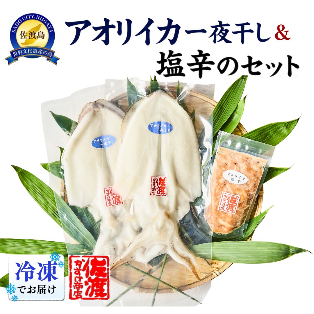 【ふるさと納税】アオリイカ 一夜干し1〜3袋 ＋ 塩辛130g 1袋 セット 佐渡産 天日干し 浜風 無添加 塩分控えめ あおりいか イカ 烏賊 干しいか 冷凍 海鮮 魚介 珍味 おつまみ 酒の肴 晩酌 ご飯のお供 お取り寄せ グルメ 人気 おすすめ 新潟県 佐渡市