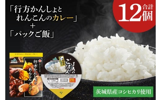 ～GI登録「さつまいも」使用～「行方かんしょとれんこんのカレー」＆「パックご飯」各6個セット｜カレー レトルト レトルトカレー パックご飯 ごはん レンジ コシヒカリ 非常食 ご当地 ご当地カレー 人気 オススメ 便利 特産品 地元特産品 茨城県 行方市(AE-147)