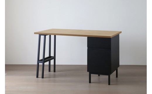 【開梱設置】高野木工 プレーンデスク SET6 天板/オーク パーツ/オーク黒塗装（W120×D70cm）【10年保証】