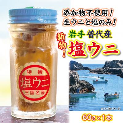ふるさと納税 普代村 【漁師厳選 普代産生うに100%使用】 塩うに60g 1本 ミョウバン不使用 うに瓶詰め