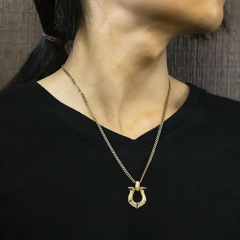 18金 ペンダントトップ メンズ 馬蹄 ネックレス ダイヤモンド 0.53ct ゴールド 18k ネックレス 大きめ 蹄鉄 バテイ ホースシュー イエローゴールドK18 190911100ym-ｇ S