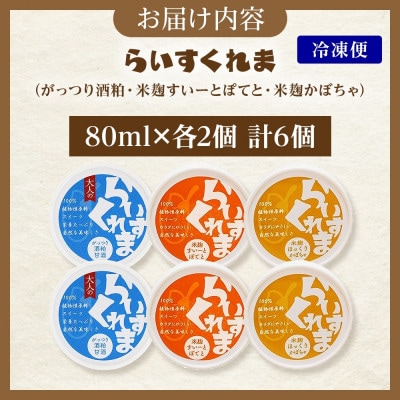 フローズン甘酒 らいすくれま オススメ3種 各2個 計6個 米麹 酒粕 北海道 帯広市【配送不可地域：離島】