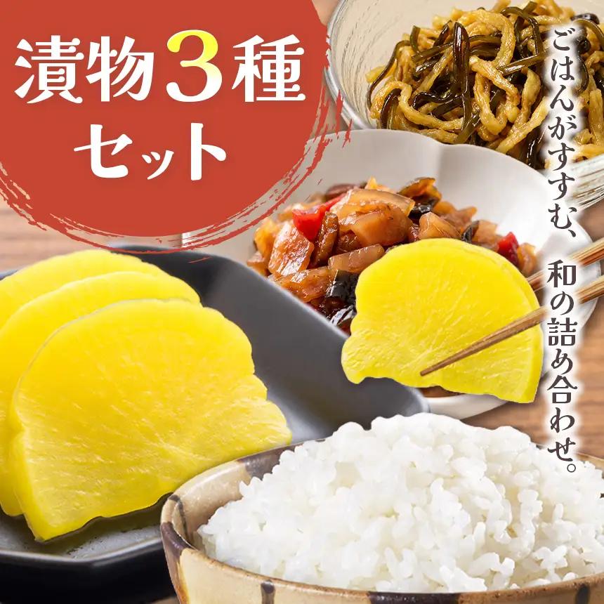 漬物3種各2袋セット｜つけもの ごはんの友│まちの駅 味の蔵 たけとよ