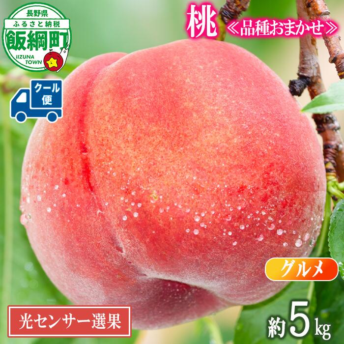 【ふるさと納税】桃 もも モモ グルメ 5kg 長野県産 13〜18玉 《品種おまかせ 白鳳 あかつき なつっこ いずれか1品種》 光センサー選別 令和8年度出荷分 長野県 飯綱町 〔果物 くだもの フルーツ 長野 信州 〕発送期間：2026年8月上旬〜8月下旬 沖縄県への配送不可