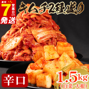 辛口 白菜キムチ 1kg+ 大根キムチ 500g 計1.5kg 小分け お米 ご飯 おつまみ キムチ鍋 お取り寄せ 旬 野菜