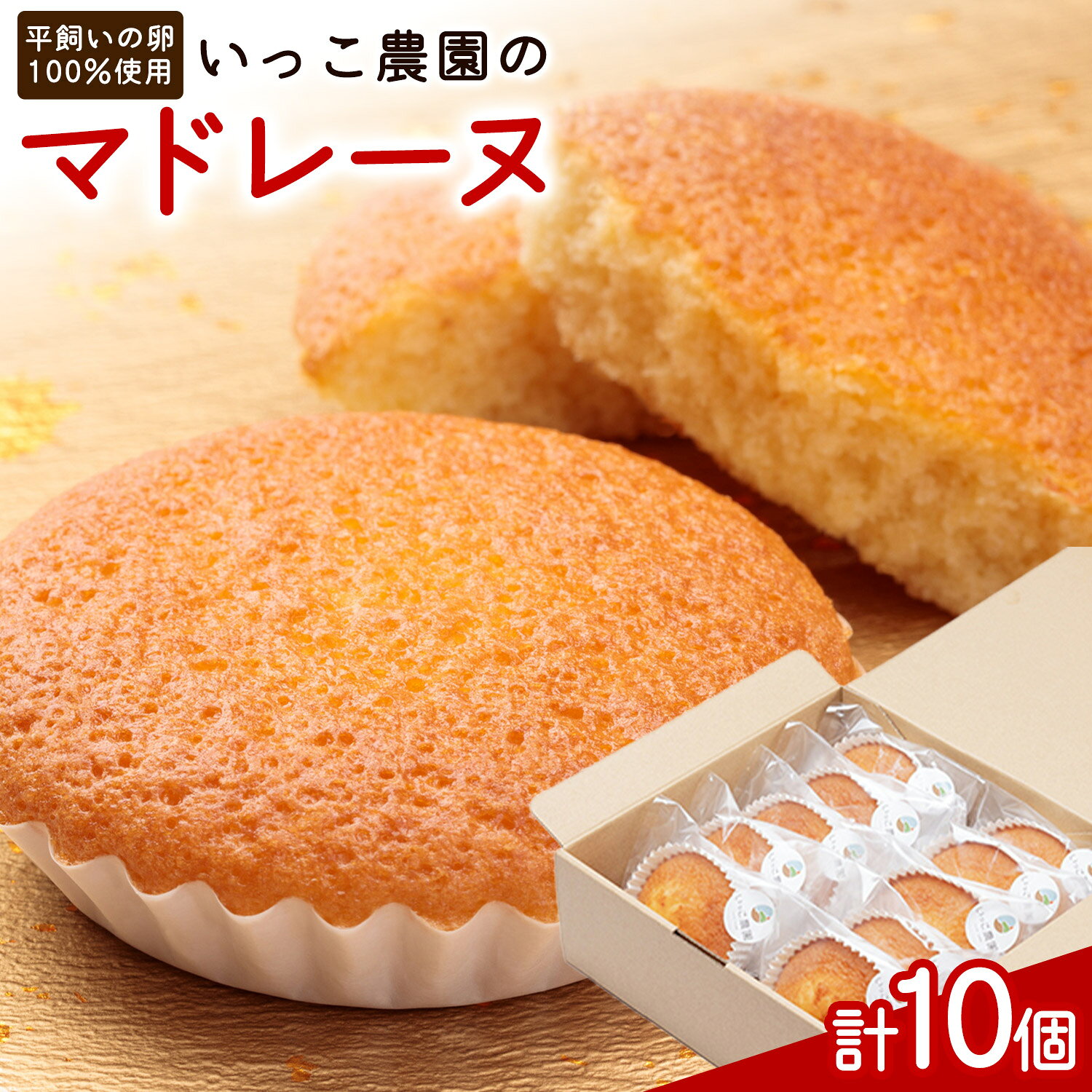 【ふるさと納税】焼き菓子 平飼い卵 100% 使用 いっこ農園のマドレーヌ 10個 株式会社南阿蘇ケアサービス《30日以内に出荷予定(土日祝除く)》熊本県 南阿蘇村 マドレーヌ 焼菓子 洋菓子 お菓子 平飼い卵 南阿蘇産 国産 おやつ ギフト 贈答 スイーツ 熊本 阿蘇