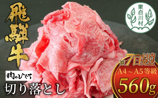 【7営業日以内に発送】 飛騨牛 切り落とし 560g A5等級 A4等級 肉のひぐち 10000円