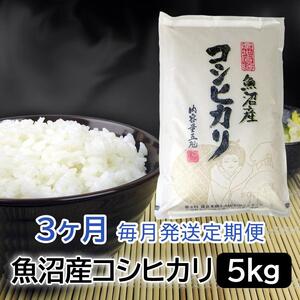 お米マイスター厳選！魚沼産コシヒカリ５kg×３ヶ月毎月発送　定期便