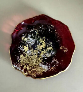 豆皿 口金ロック 古代金箔赤溜