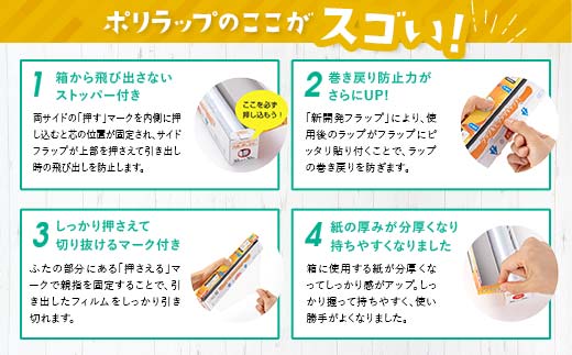 日本製 ポリラップ詰合せ 10本セット＜宇部フィルム＞ 国産 ポリラップ ラップ セット 22cm 30cm 50m 食品保存 日用品 災害 備蓄 防災 F6L-1448 10本セット