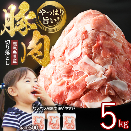 小分け＆パラパラで使い勝手抜群！安心の鹿児島県産 豚肉 切り落とし (計5kg・500g×10P) 訳あり 小間切れ 小分け 冷凍 ふるさと納税 豚肉 切り落とし【スターゼン】starzen-7300