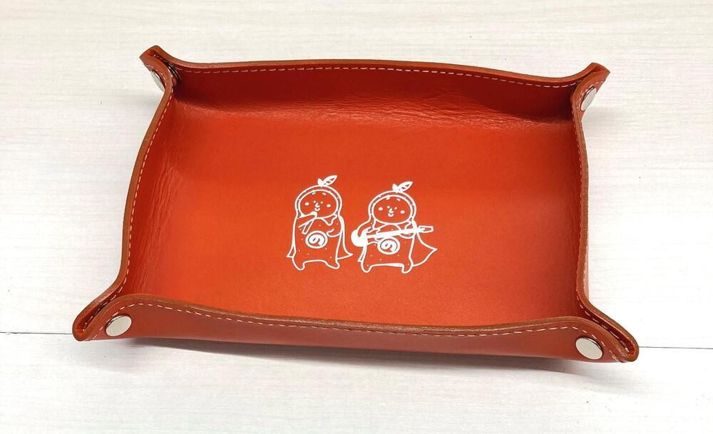 革工房いんのしまはっさくんユニット革トレイ(オレンジ)【レザー 小物入れ ギフト 贈り物 プレゼント 人気 おすすめ 広島県  尾道市】