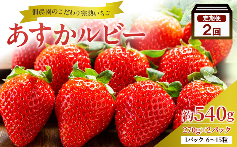 【2回定期便】いちご 完熟 あすかルビー 約540g 奈良 ブランド イチゴ フルーツ