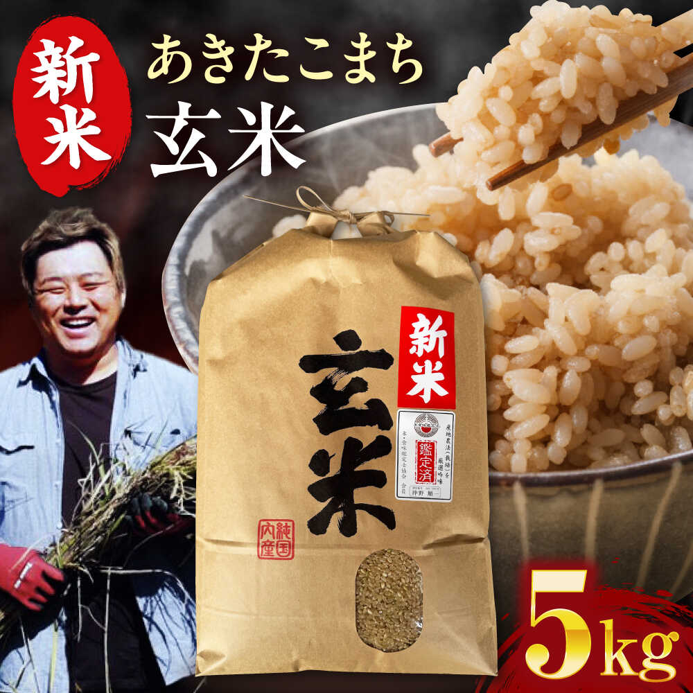 【ふるさと納税】新米【令和8年産】【玄米】あきたこまち 5kg　愛媛県大洲市/稲工房案山子 お米 5kg あきたこまち 玄米[AGAV023] 5キロ 米 産地直送 玄米 お米 ご飯 おにぎり ごはん 白米 和食 おコメ 日本食 おこめ 国産 人気 送料無料 10000 10000円 一万円 1万円