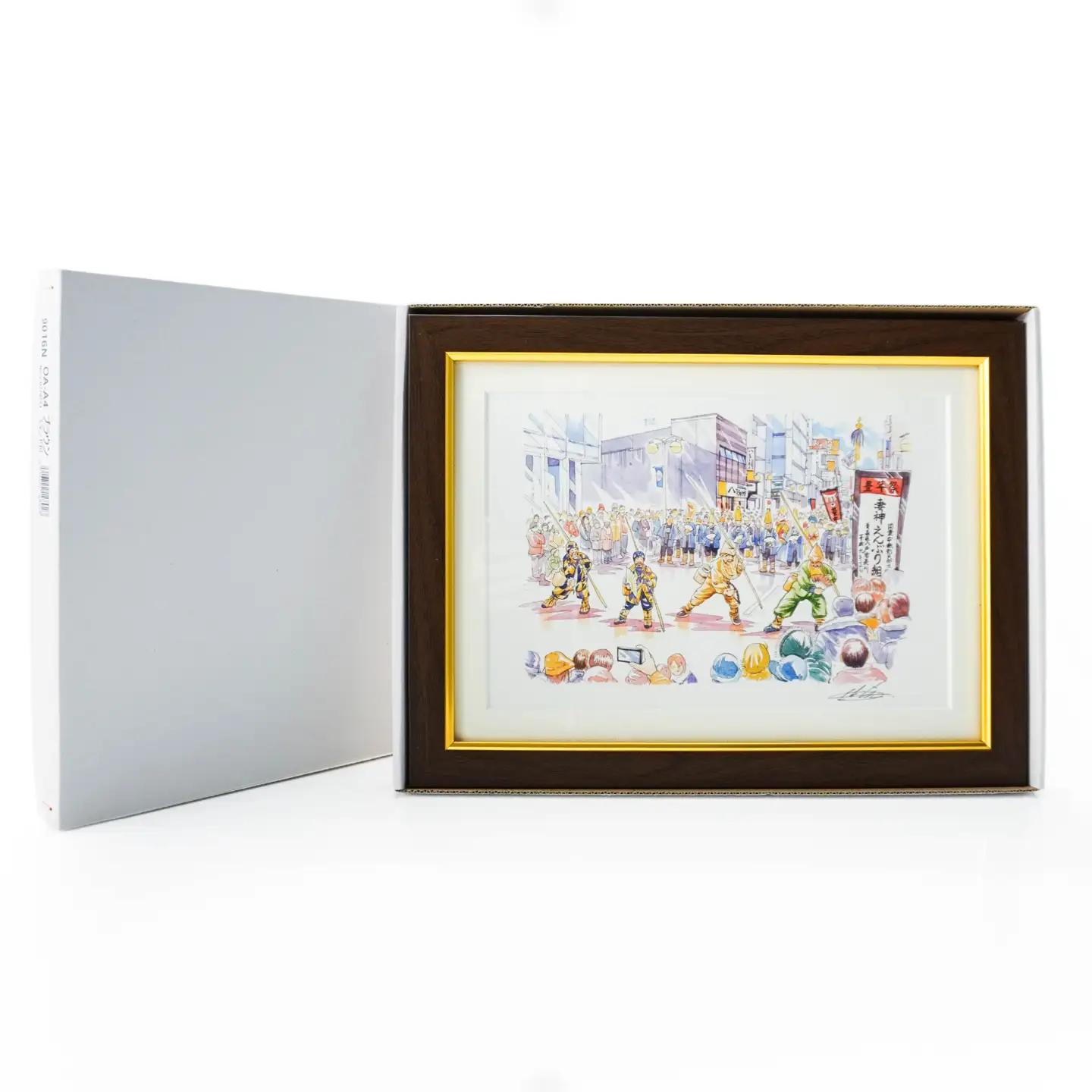 【八戸えんぶり】八戸の風景 複製画 26.5×36.0×3.0 800g 風景画 額付き マット 青森県 八戸市　