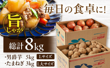 男爵芋・玉ねぎセット 8kg ( 男爵芋 5?s 玉ねぎ 3kg ) 《喜茂別町》【Aコープようてい】 じゃがいも ジャガイモ 玉ねぎ 男爵芋 季節の野菜 産地直送[AJAK034]