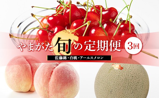 【先行予約】 やまがた旬の定期便【3回】（佐藤錦・白桃・アールスメロン） FSY-2623