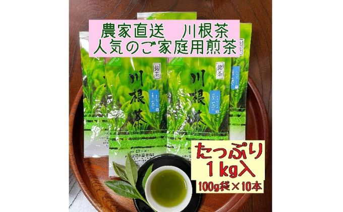 
[№5695-1370]川根茶 ご家庭用 普通煎茶やまびこ1kg (100g袋×10袋セット)
