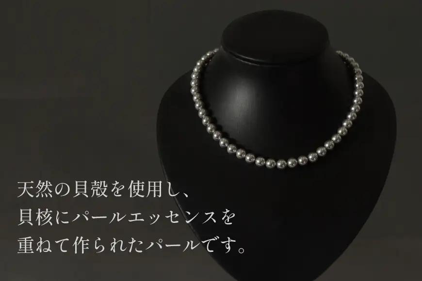 AK013-b Marycoco グレー 貝パール 8mm珠 ネックレス イヤリング セット 