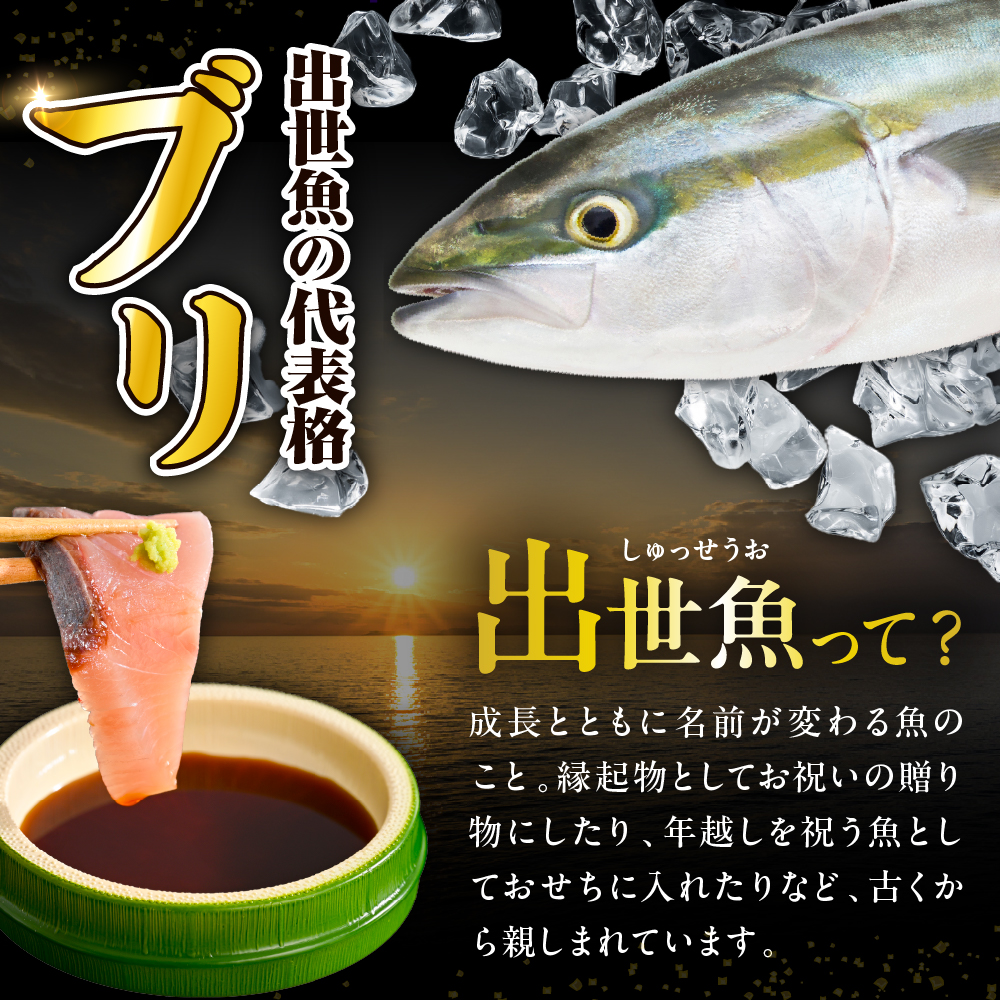 えりも【マルデン特製】(ワンフローズン)北海道日高産ぶり半身 1kg～1.2kg×2枚【er002-111】