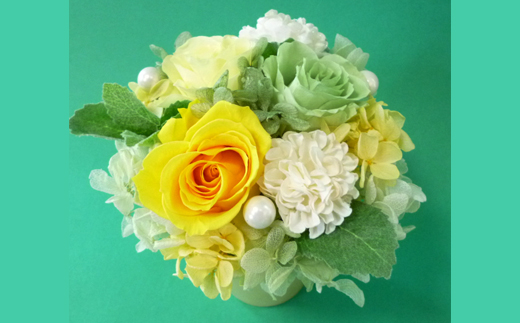 プリザーブドフラワー　ポットアレンジ(イエロー)【140014】_イメージ2