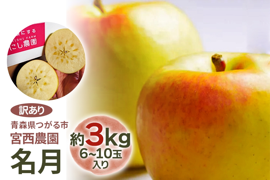
                  [訳あり] 名月【約3kg 6から10玉入り】糖度15度以上のりんご｜令和8年 2026年 訳アリ 訳あり 家庭用 青森産 津軽 つがる りんご リンゴ 果物 フルーツ 名月 めいげつ 青森りんご マタニティフード認定 [1051]
                
