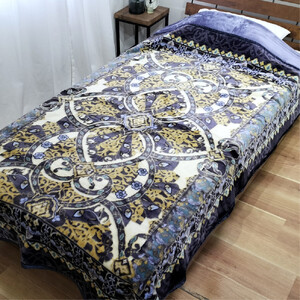 【シングルサイズ】吸湿発熱シルキータッチ2枚合わせ毛布 ブルー1枚 YO-4700-BL