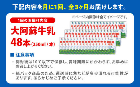 【全3回定期便】大阿蘇牛乳 ロングライフ 250ml 48本（12本入り×4ケース） 12L【合同会社 福福堂】[AYAC058]
