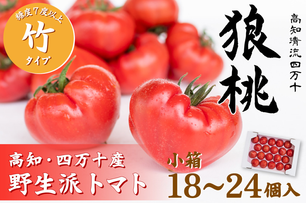 
            【先行予約／2025年2月下旬から発送】四万十育ち「狼桃」 糖度7度以上　竹タイプ（18～24個入）小箱  Fdf-07　／フルーツトマト しまんと 高知 贈答 ギフト プレゼント 贈り物 お取り寄せ 熨斗 料理 サイズおまかせ トマト とまと 野菜 高知県産 四万十 産地直送 新鮮 期間 数量限定 期間限定 数量限定
          