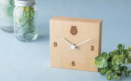 木象嵌 置時計 Forest 岩手県 北上市 夢工房 E0308 ナチュラル 北欧風 木製 木工品 うさぎ ことり ふくろう 木の葉 インテリア 贈り物 記念品 お祝い プレゼント ギフト 小物 置物