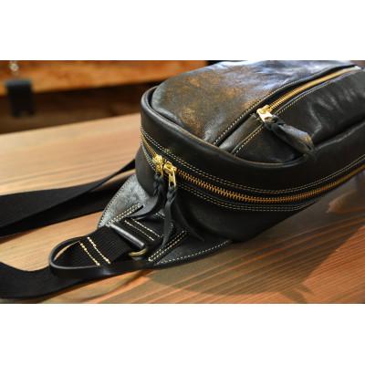 ふるさと納税 近江八幡市 ハンドメイド　高級レザーを使った大人のワンショルダーバッグ　ナイトブラック |  | 02