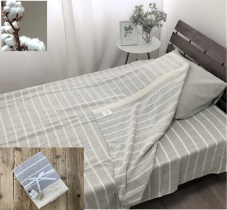 [訳あり] オーガニックコットン タオルケットとタオルシーツセット シングル グレー OH5772S＋SNS12GY [4604]