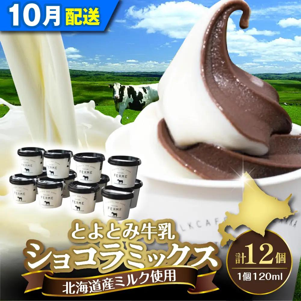 【10月配送】とよとみ牛乳ソフトクリーム ショコラミックス 12個