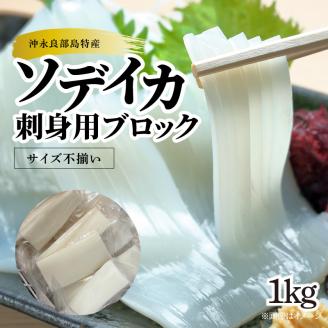 【サイズ不揃い】ソデイカ・刺身用ブロック　1Ｋg/沖永良部島特産