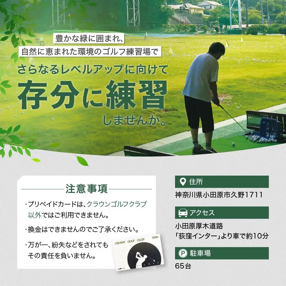 クラウンゴルフクラブ　ゴルフ練習場利用プリペイドカード【ゴルフ練習場 プリペイドカード 2枚6000円分 神奈川県 小田原市 ゴルフ ゴルフ】