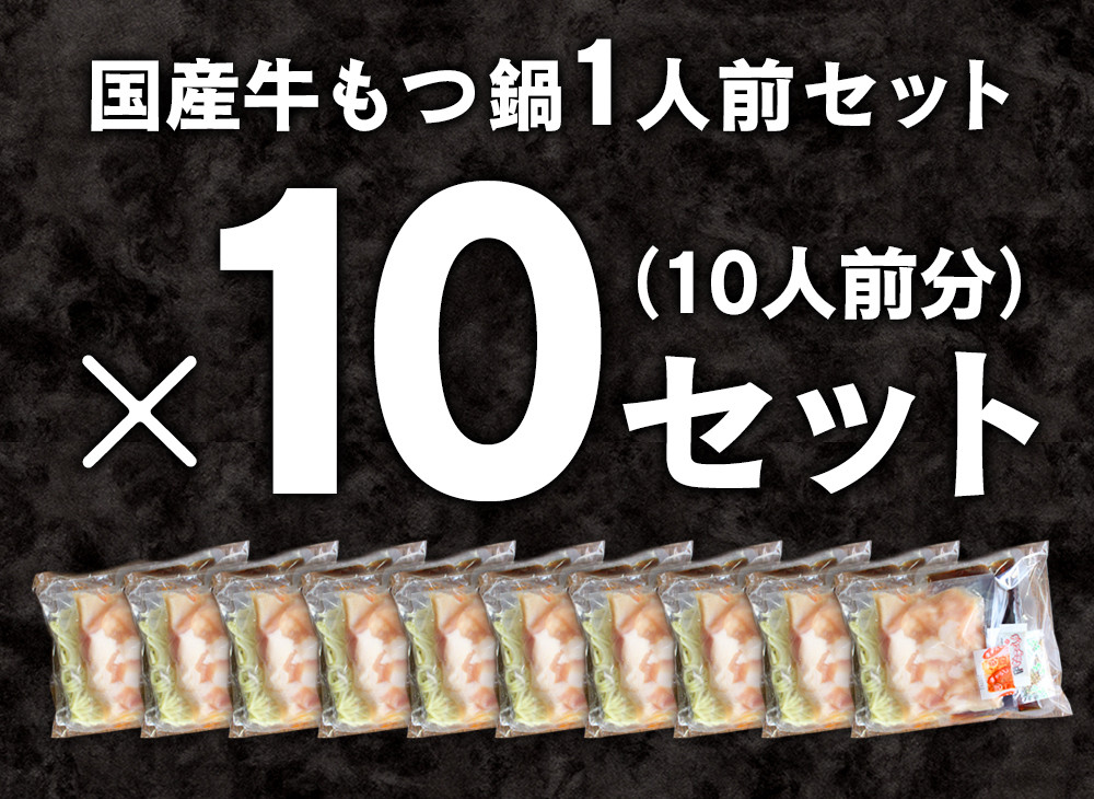 黄金屋特製もつ鍋 1人前×10セット 計10人前 鍋 もつ鍋 セット 国産牛 冷凍