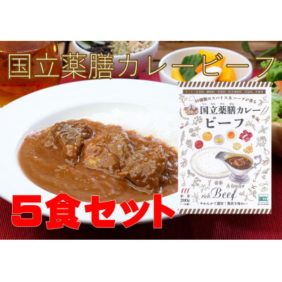 【ふるさと納税】30種のスパイスを使用した国立薬膳カレービーフ　200g×5食セット　小麦粉・ラード不使用【1608900】