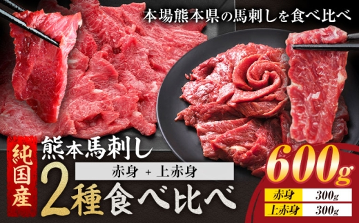 2種馬刺しセット(JS赤身馬刺し+上赤身)600g《1月上旬-3月末頃出荷》熊本県 氷川町 馬 馬肉 純国産