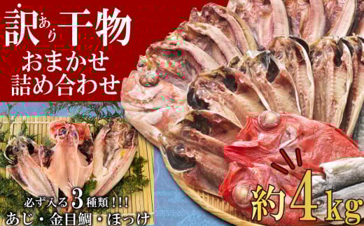 【2025年7月発送】 訳あり 干物 ひもの 4kg 山盛り おまかせ 詰め合わせ セット あじ 赤魚 ほっけ 本場 沼津 水産事業者支援 リピーター