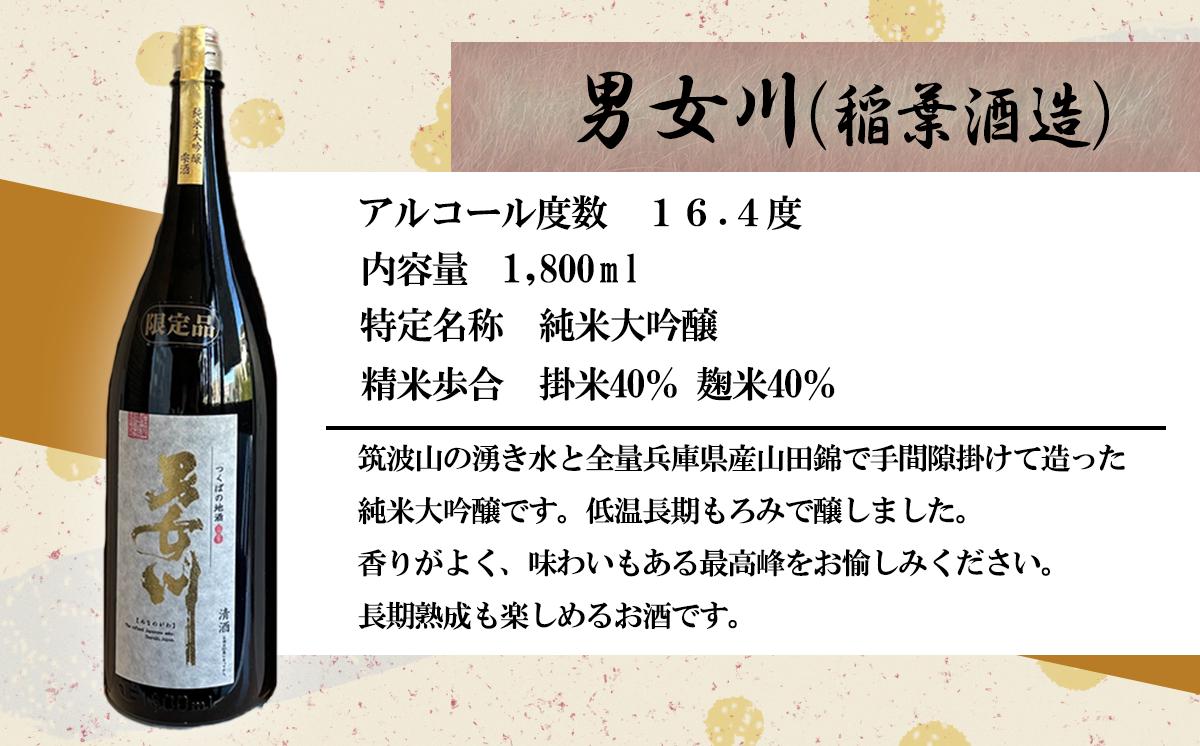 つくば地酒 一升瓶 ２本セット【 霧筑波 男女川 日本酒 お酒 大吟醸 飲み比べ 地酒 一升瓶 】