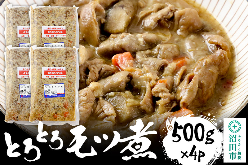 とろとろモツ煮 500g×4パック [とろとろ トロトロ もつ モツ ほるもん ホルモン 柔らか やわらか]