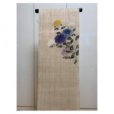 ふるさと納税 伊丹市 名古屋帯　麻　3種類の紫陽花柄　お仕立て上がり [54030318]