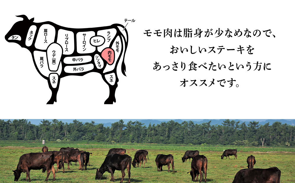 【定期便 6カ月】 北海道 白老産 黒毛和牛 特上 モモ 赤身 ステーキ 150ｇ×2枚 BS039_イメージ3