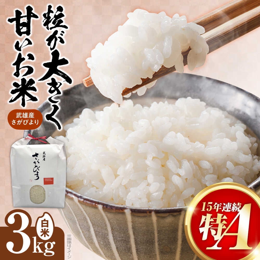 【ふるさと納税】15年連続特A評価 武雄市産 さがびより 白米 3kg /株式会社 y's company（utsu和ya）[UDX015] 米 お米 白米 ブランド米