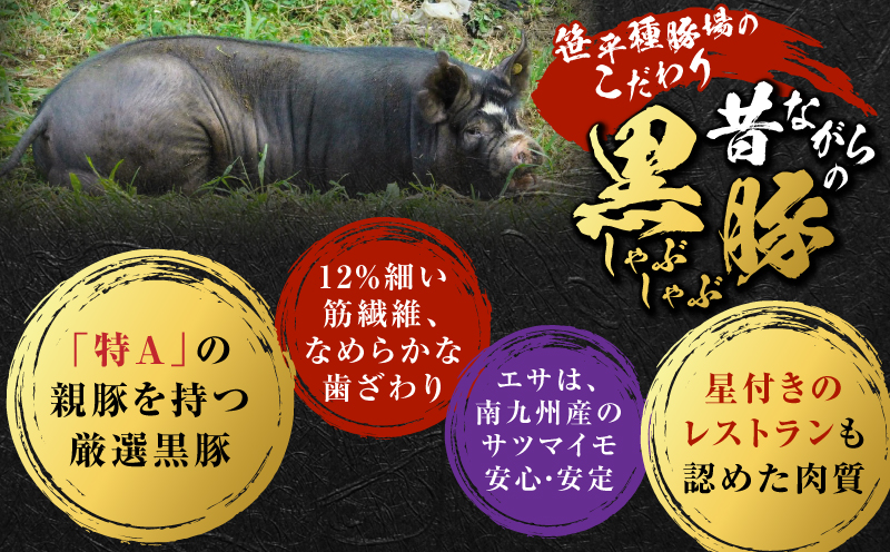 昔ながらの黒豚しゃぶしゃぶセット1.2kg＜ロース、肩ロース、バラ、モモ＞　K125-006