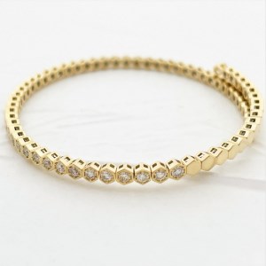 Deliciae　K18YG　ダイヤモンド【1.00ct】ハニカム　ブレスレット　バングル　形状記憶タイプ　K04056-H