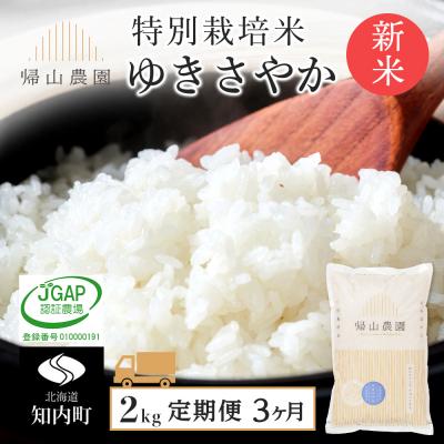 ふるさと納税 知内町 【令和7年産新米予約】【3カ月定期便】特別栽培米産地直送「ゆきさやか 5kg」《帰山農園》