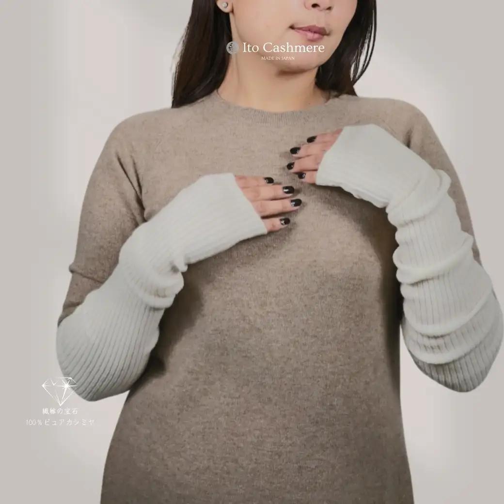【100％ピュアカシミヤ】ハンドウオーマー オーガニックホワイト