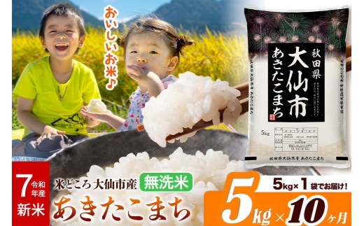 新米 令和7年産《定期便10ヶ月》米【無洗米】米どころ秋田県大仙市産 あきたこまち5kg（5kg×1袋）